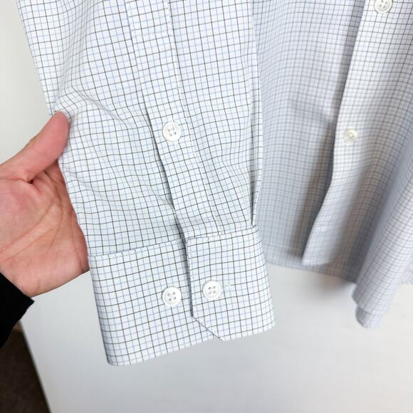 Mizzen+Main Leeward Collection Trim Fit White Blue Checks Button Shirt - 2XL XXL - Picture 4 of 9